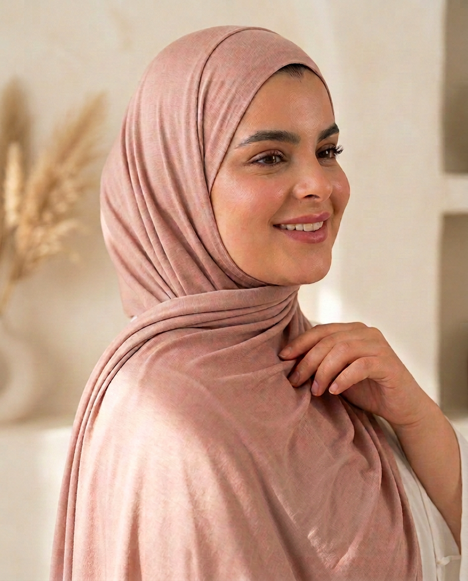 Portrait de Safaa en Bamboo Scarf rose